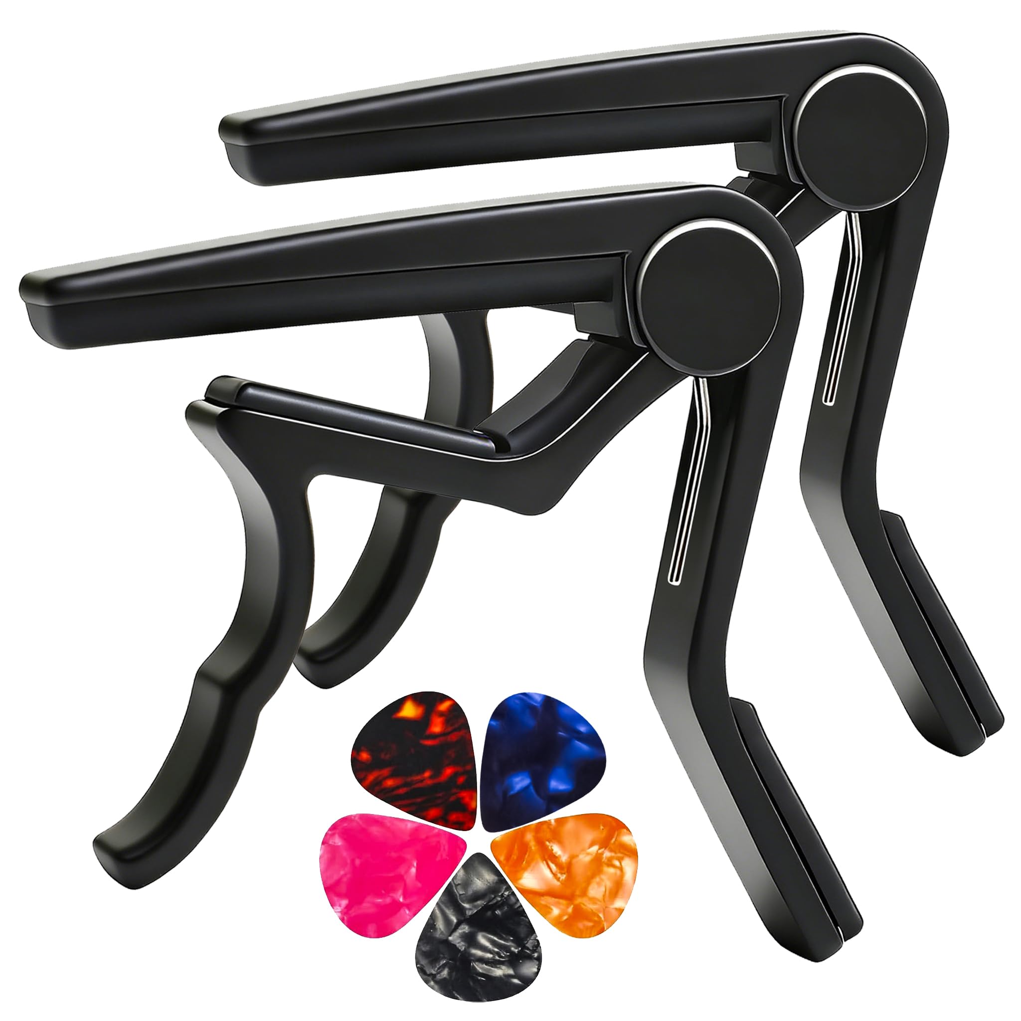 Capo Guitar Capo for Acoustic and Electric Guitars acoustic guitar capo,capo for acoustic guitar 6 string- 2 Packs with 5 Picks (Black)